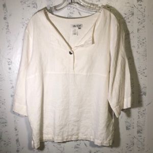 Coldwater Creek White Linen Top Size Petite Med